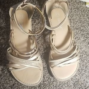 Girls size 13 beige/rose gold sandals Cat and Jack